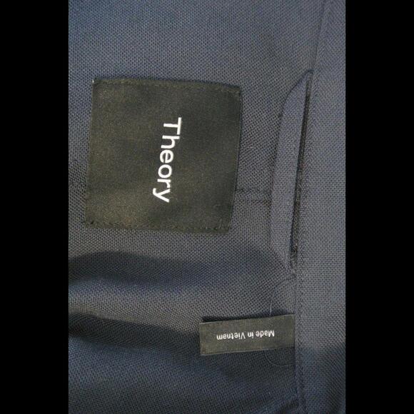 NEW Theory Relaxed Trench Coat in Stretch Flannel in dark navy Sz L #C4310 - Picture 10 of 12